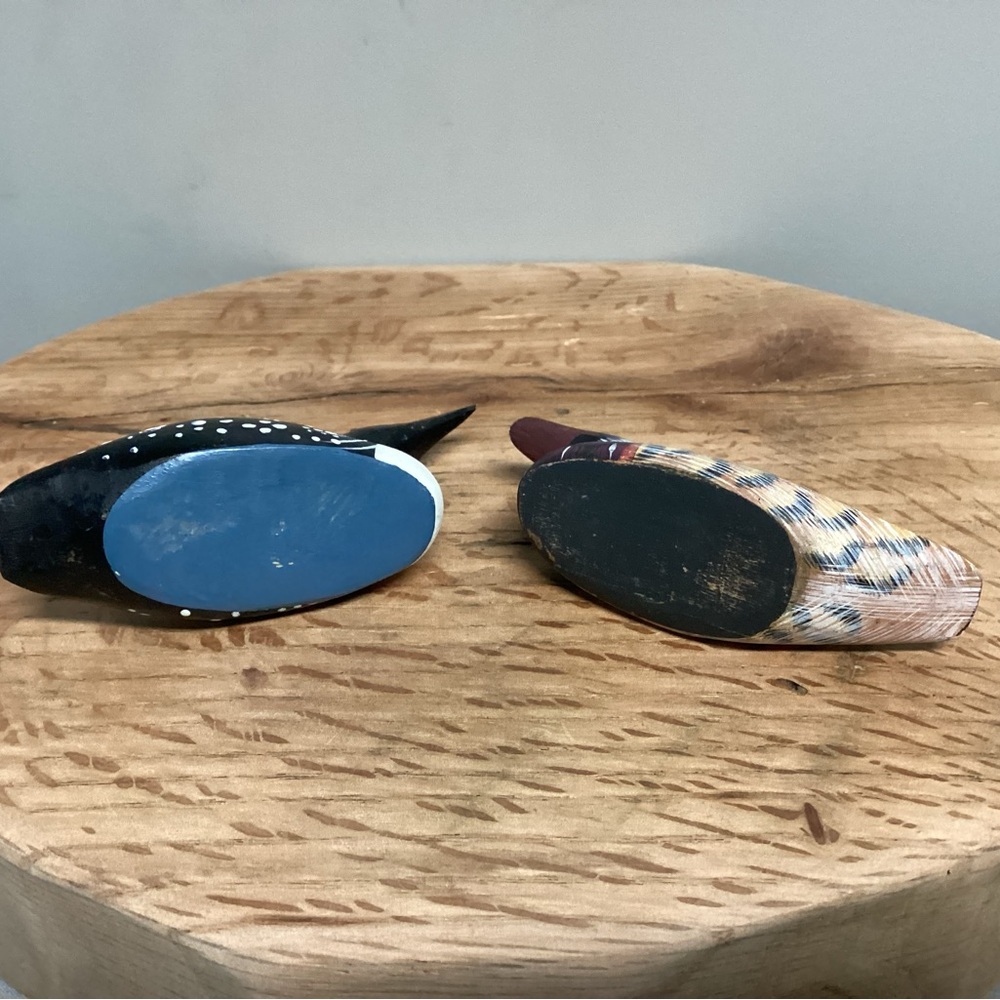 🟢 Vintage - Mallard Duck Decoy & Loon Duck Decoy - Solid Wood Crafted - Unique - Picture 10 of 15